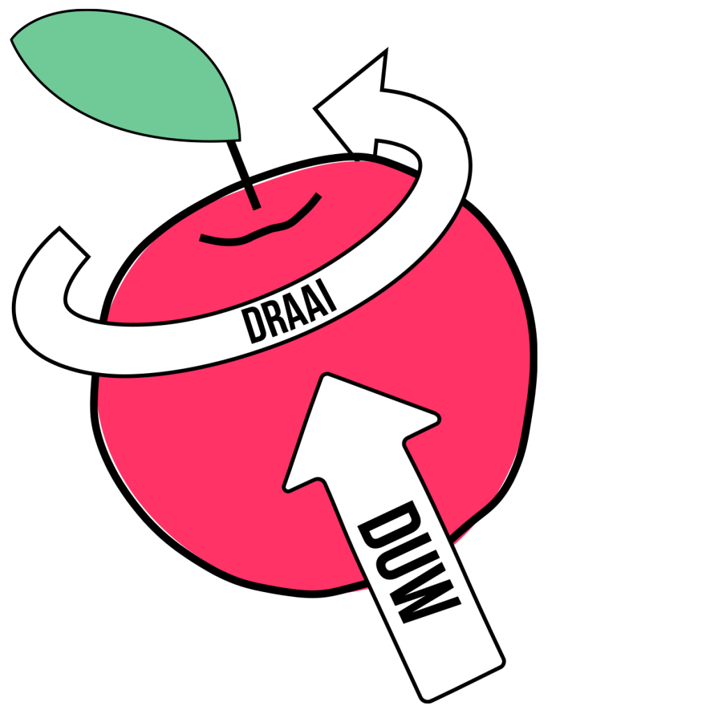 Pluk appels door ze omhoog te duwen en te draaien