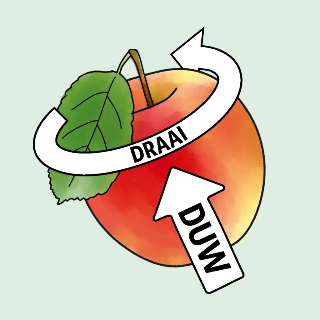 Appels pluk je ze omhoog te duwen en te draaien